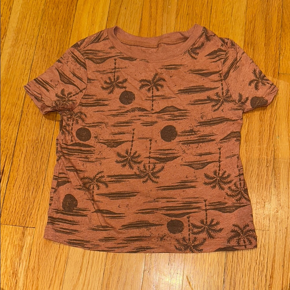 Kids Palm Tree Print T-Shirt - Brown
